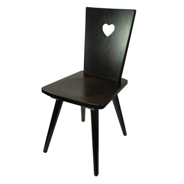 Eleganter Stuhl Black or White 4180 | Vollholz | deckend lackiert | Griff herzförmig
