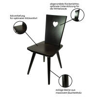 Eleganter Stuhl Black or White 4180 | Vollholz | deckend lackiert | Griff herzförmig