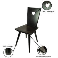 Eleganter Stuhl Black or White 4180 | Vollholz | deckend lackiert | Griff herzförmig