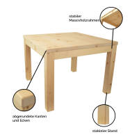 Kindersitzgruppe in Arvenholz ‘4039_1039’ | 1 Tisch und 4 Stühle (mit Gravur erhältlich)
