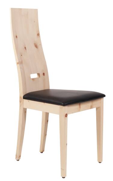 Stilvoller Stuhl 6016 | Arve / amer. Nuss | echtes Leder cremefarbe | Gesamthöhe 104 cm