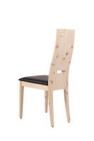 Stilvoller Stuhl 6016 | Arve / amer. Nuss | echtes Leder cremefarbe | Gesamthöhe 104 cm
