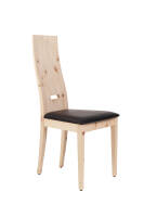 Stilvoller Stuhl 6016 | Arve / amer. Nuss | echtes Leder cremefarbe | Gesamthöhe 104 cm