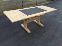Säulentisch 120x85 cm mit Einlage und 2...