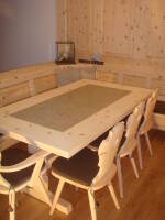 Säulentisch 170x100 cm mit Granit-Einlage und 2...