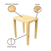 Massivholzhocker Tender 4026 in Arve roh - Made in Südtirol