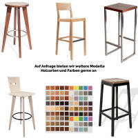 Massivholzbarstuhl Alpine Nature in Arve roh, Ring schwarz lackiert - Handwerk aus Südtirol