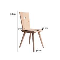 Eleganter Stuhl Pristine 4181 | Vollholz | Griff rechteckig | Zirbe roh | Hergestellt in Südtirol