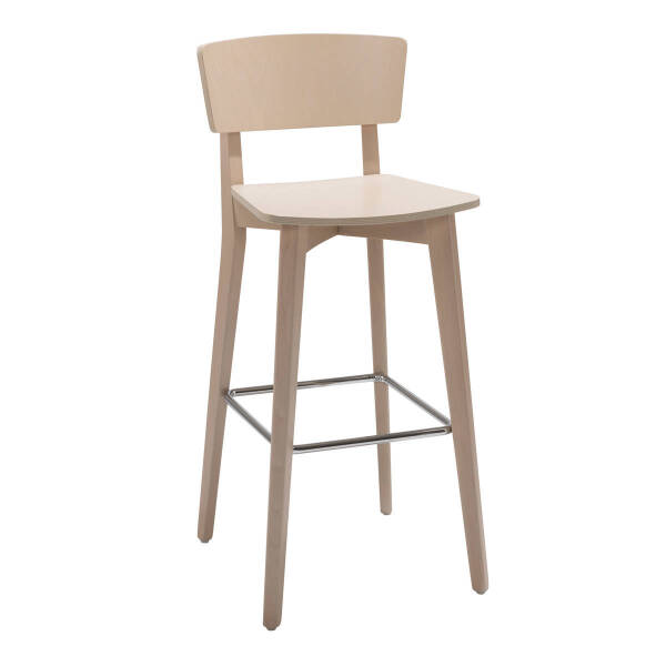 Barstuhl Mina | aus massiver Buche | Holzsitzfläche | Buche Natur lackiert | B 42 x T 38,5 x H 100 cm