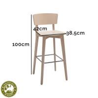 Barstuhl Mina | aus massiver Buche | Holzsitzfläche...