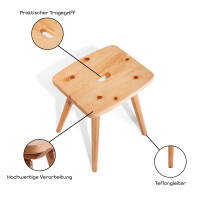 Hocker Urtyp 4025  | B 46 x T 41 x H 45 cm | Arve roh