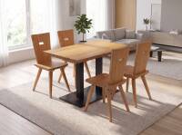 Stuhl 4181 | Eiche | lackiert | Holzsitz | Teflongleiter