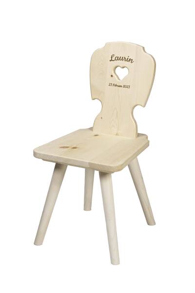 Kinderstuhl aus Arvenholz - Sweetheart (mit Gravur erhältlich)
